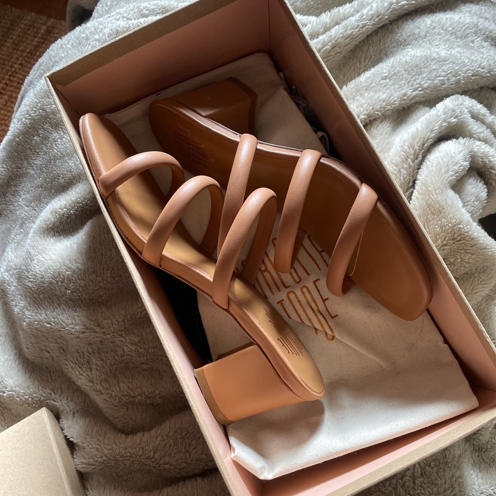 Charlotte Stone Belle in Camel Size 8 Slip on Block Low Heels, worn twice